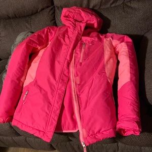 Champion jacket neon pink wind and water resistant girls XL 14-16